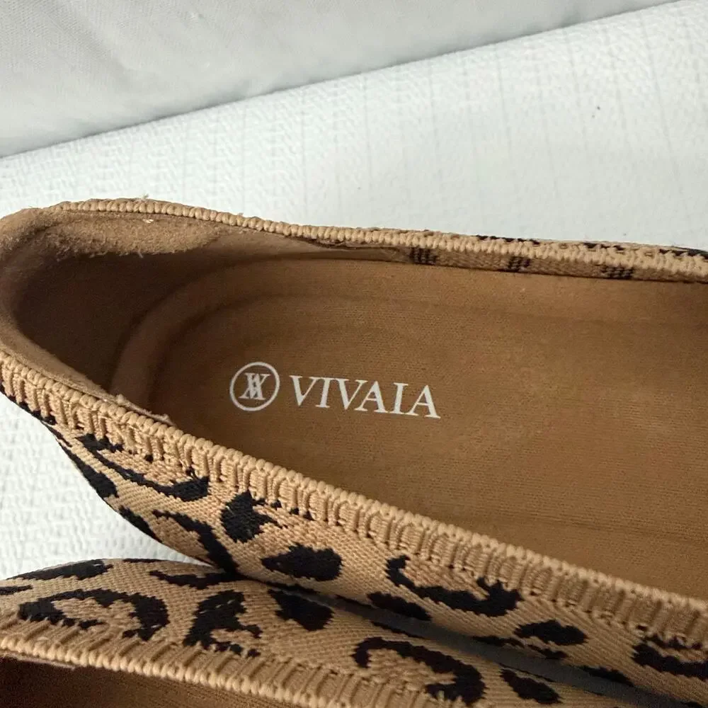 Vivaia Aria Pointed Toe Ballet Flats Women’s Size 8 Dark Leopard Brown Knit 39
